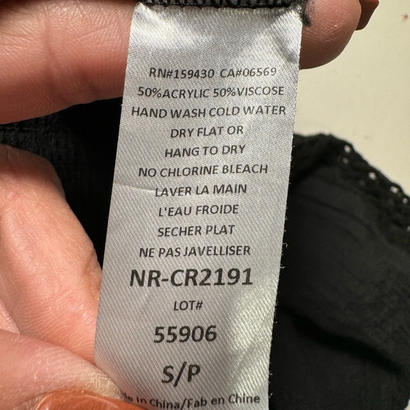 Elan Courtney Gauze Pant Swim Coverup Resortwear Size Small Black Crochet detail - Picture 8 of 9